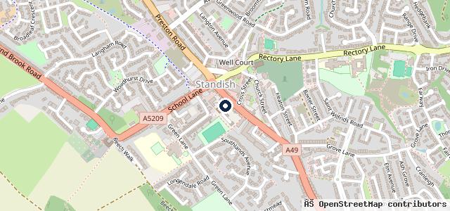 Map showing the location of Standish Autobodies