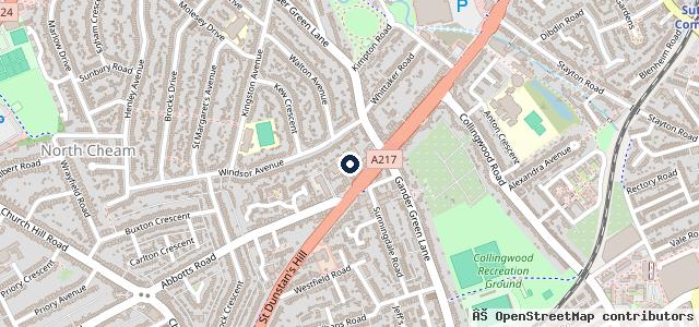 Map showing the location of Sutton & Cheam Vehicle Repairers