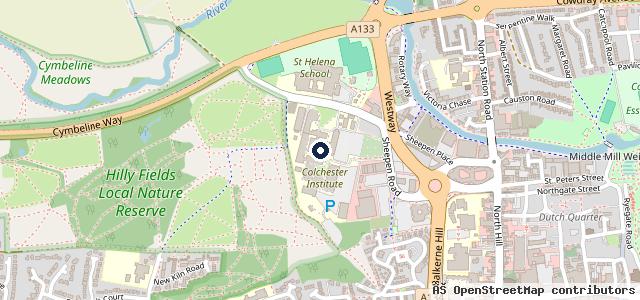 Map showing the location of Colchester MOT Centre