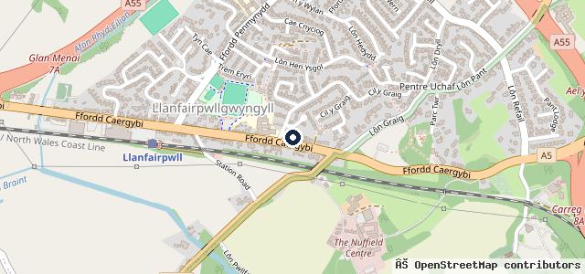 Map showing the location of Tyn Lon Garage Ltd