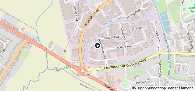 Map showing the location of V12 Sports and Classics Hinckley
