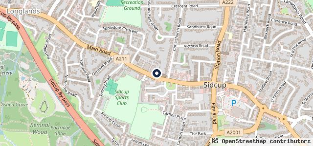 Map showing the location of WJ King SEAT Sidcup