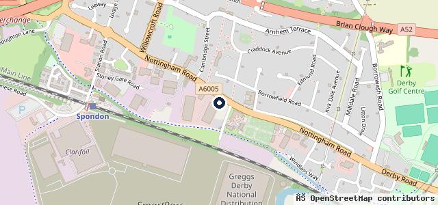 Map showing the location of Spondon MOT Centre
