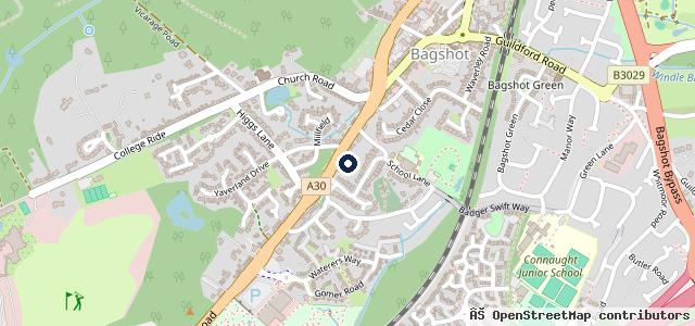 Map showing the location of Kwik Fit - Bagshot