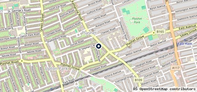 Map showing the location of St Stephen's Garage