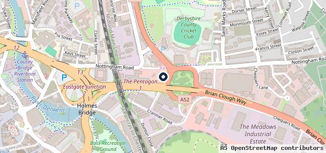 Map showing the location of Vauxhall Pentagon Derby