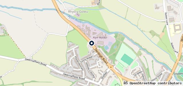 Map showing the location of Rhydymwyn Service Station