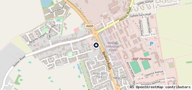Map showing the location of Henlow Car Centre