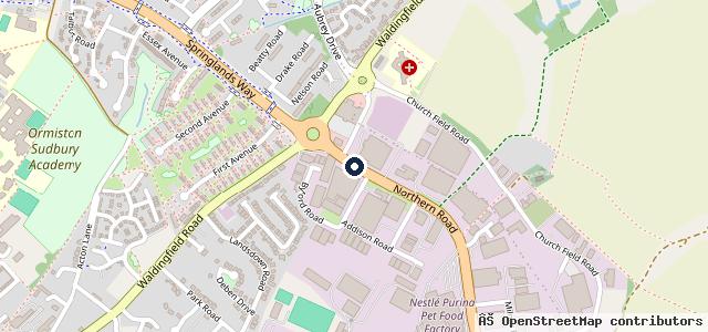 Map showing the location of Lookers Ford Sudbury