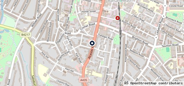 Map showing the location of Selly Park Motor Bodies
