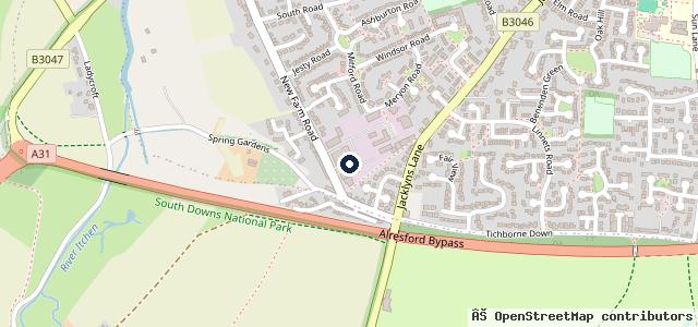 Map showing the location of Alresford Motor Services