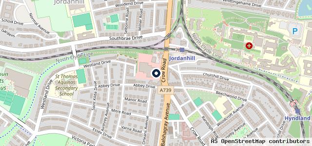 Map showing the location of Arnold Clark Glasgow Crow Road Volkswagen