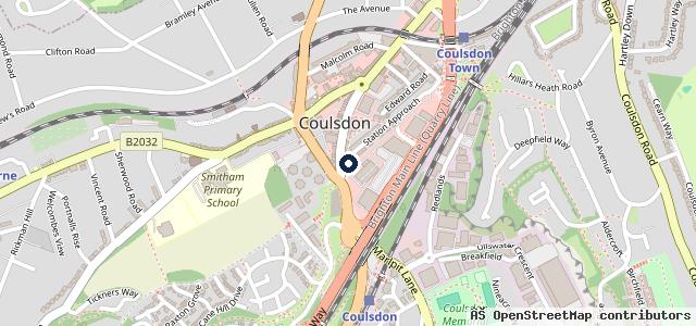 Map showing the location of ATS Euromaster Coulsdon