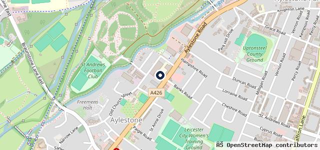 Map showing the location of Aylestone Road Testing Station