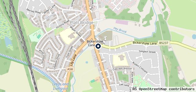 Map showing the location of Bickershaw Lane Garage Mot Tyre & Service Centre