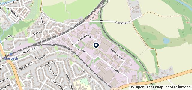 Map showing the location of Blackshaws Morpeth