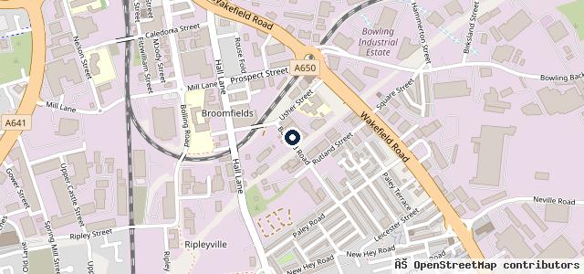 Map showing the location of Bowling Tyre & Mot Centre