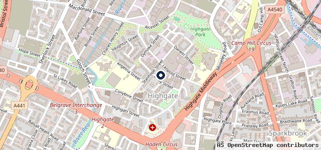 Map showing the location of Highgate Autos