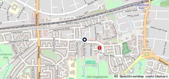Map showing the location of Church Elm Lane Health Centre