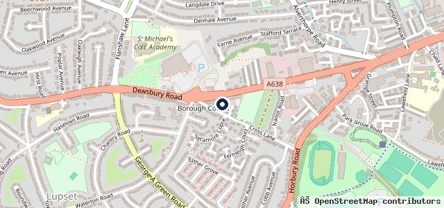 Map showing the location of Cross Lane Garage