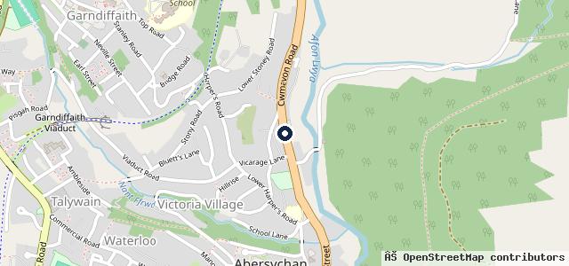 Map showing the location of Cwmffrwd Service Station