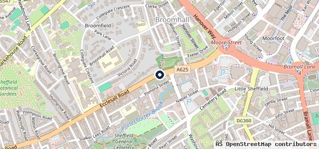 Map showing the location of Ecclesall Road Hand Car Wash