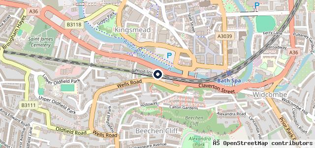 Map showing the location of Bath MOT Centre