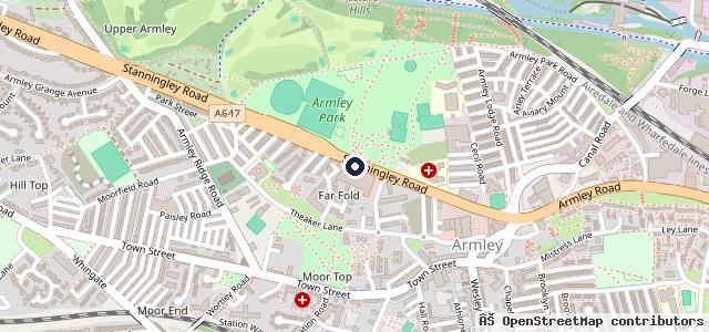 Map showing the location of Ward Motors Leeds Used Cars Showroom Leeds