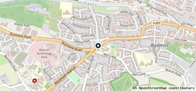 Map showing the location of HiQ Tyres & Autocare Bodmin