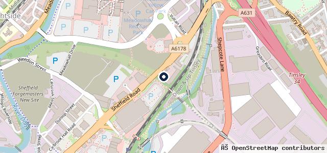 Map showing the location of DSA Autocentre - MOT Garage, Sheffield Rd (Meadowhall)