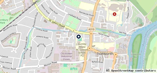 Map showing the location of Isleworth MOT Centre
