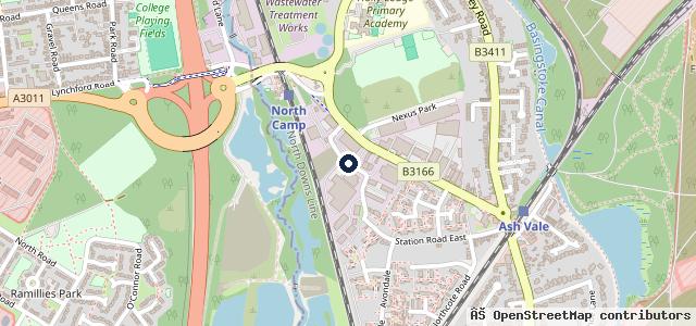 Map showing the location of Ash Vale Mot Centre