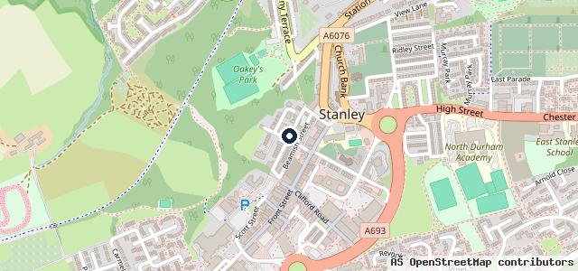 Map showing the location of Beamish Street Garage