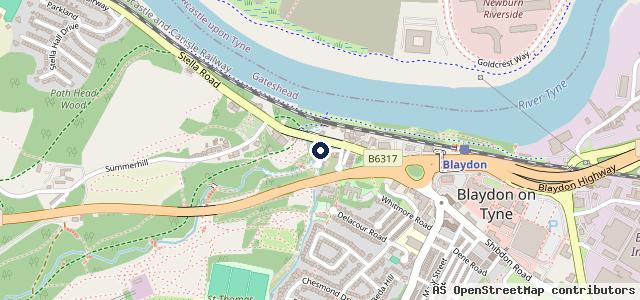 Map showing the location of Blaydon Bridge Garage