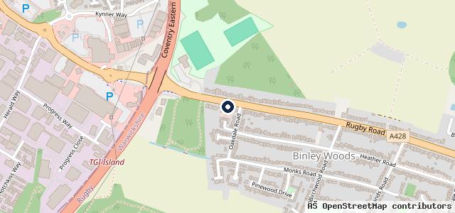 Map showing the location of Binley Woods Service Centre - Coventry