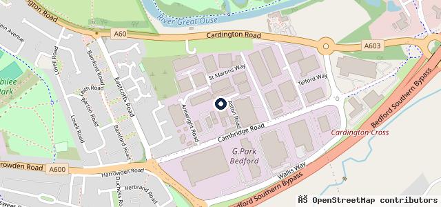 Map showing the location of Bedford Autopoint