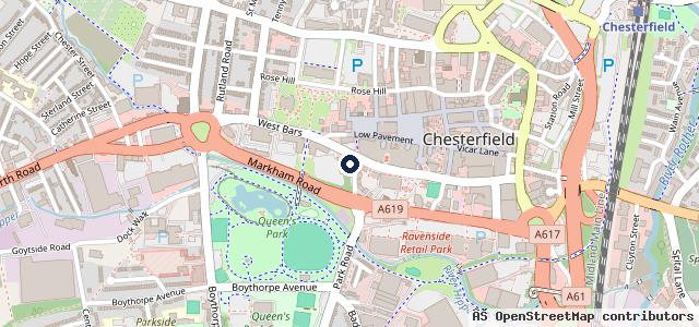 Map showing the location of Formula One Autocentres - Chesterfield