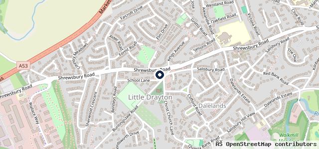 Map showing the location of Hodnet Retained Fire Station