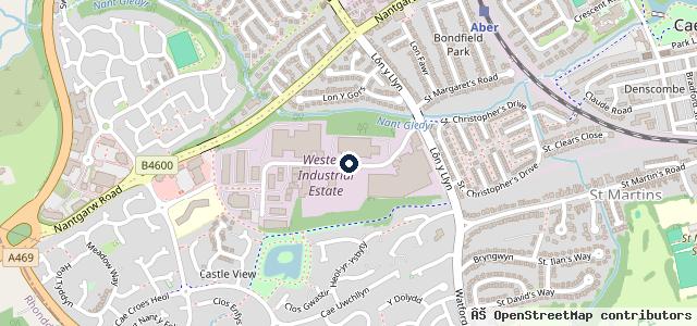Map showing the location of King David Tyres Caerphilly