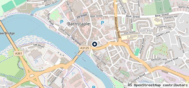 Map showing the location of Kwik Fit - Barnstaple