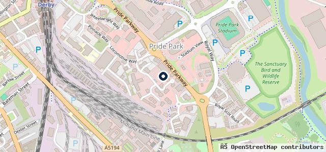 Map showing the location of Mercedes-Benz and smart of Derby