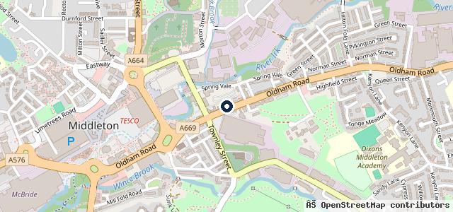 Map showing the location of Middleton MOT Centre