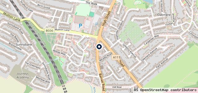 Map showing the location of Potters Bar Garage