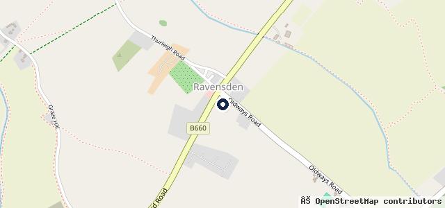 Map showing the location of Ravensden Service Station