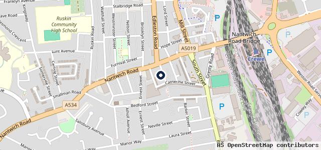 Map showing the location of Edward Street Garage