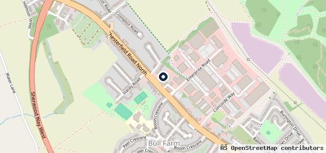 Map showing the location of Vertu Motors Accident Repair Centre Mansfield