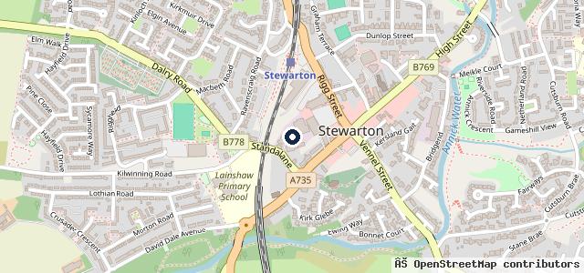 Map showing the location of George Browns Garage Stewarton