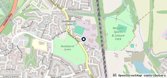Map showing the location of The Garage Preston