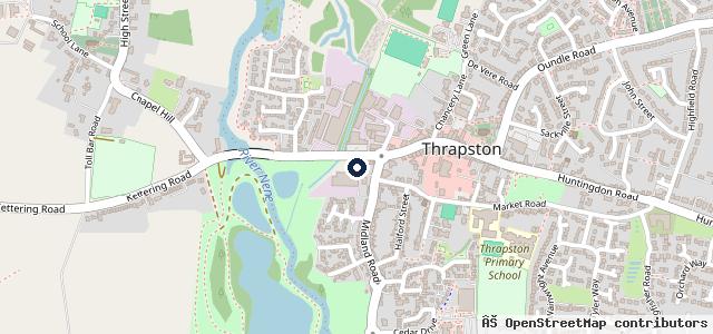 Map showing the location of Thrapston Garage