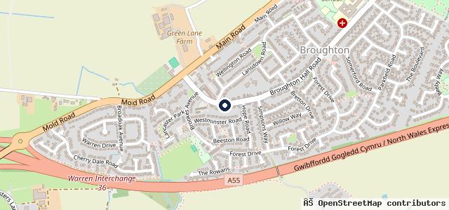 Map showing the location of Town & Country Garage Broughton